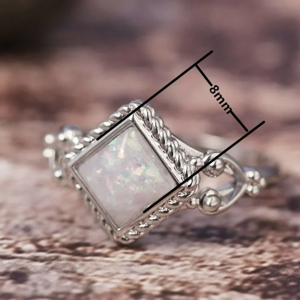 New Beautiful 925 Silver White Opal Ring